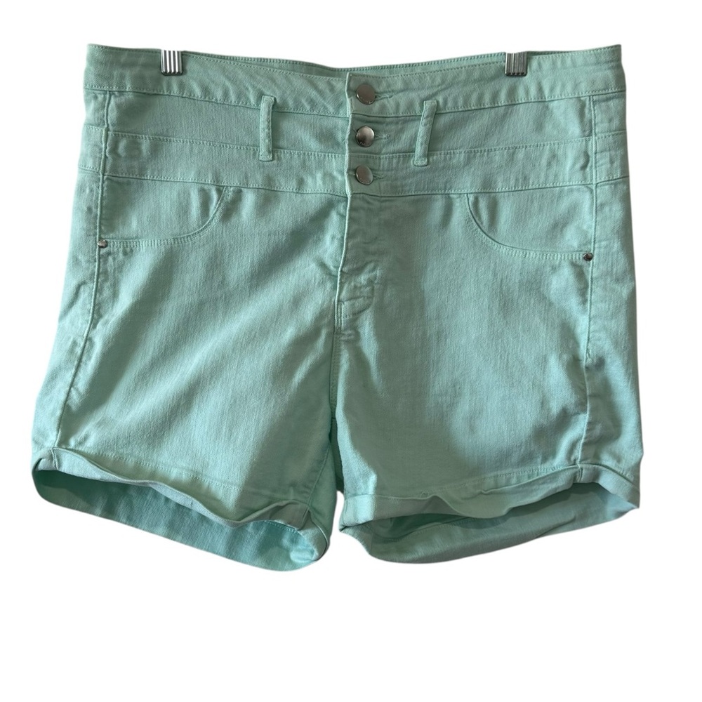 Refuge Mint Green High Waist Denim Shorts – Size 16